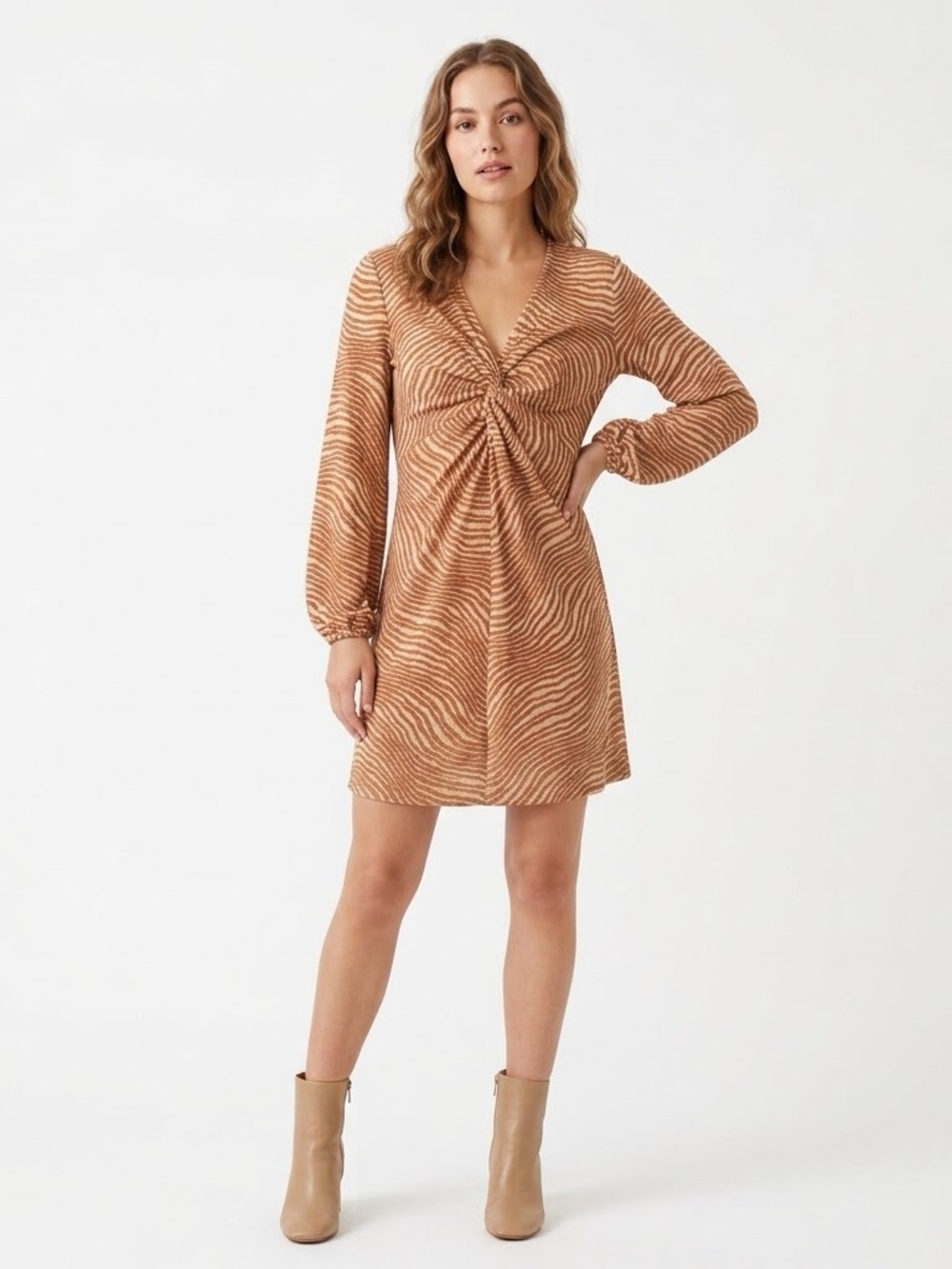 Malene Birger Freesias Zebra Print Twist Front Dress US 4